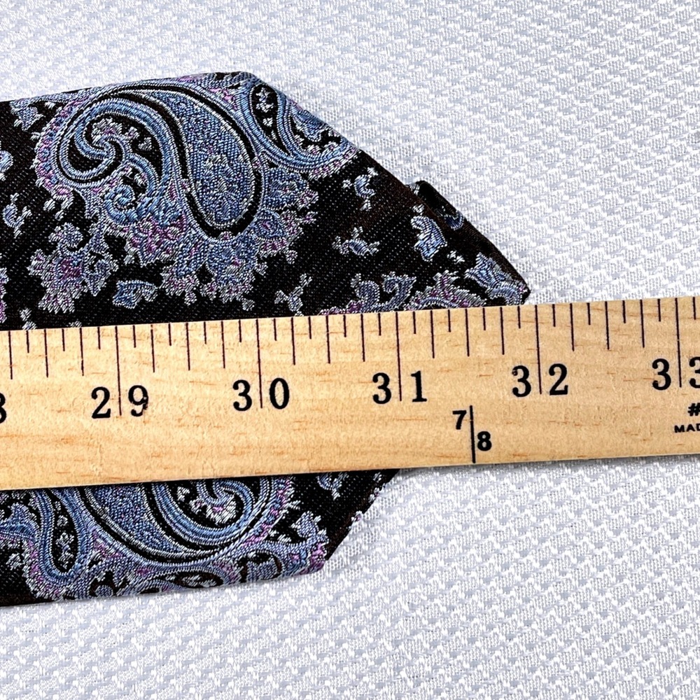 Barbara Blank New York Mens Silk Paisley Tie Brown Blue Handmade Necktie USA - Picture 5 of 5